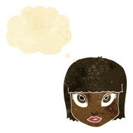 cartoon female face with thought bubble N9