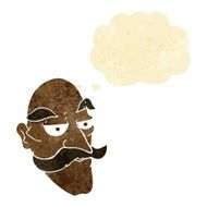 cartoon old man face with thought bubble