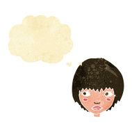 cartoon unhappy girl with thought bubble N2