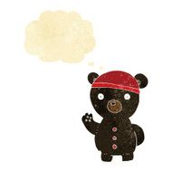 cartoon black bear cub with thought bubble N3