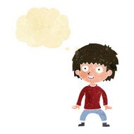 cartoon excited boy with thought bubble N10