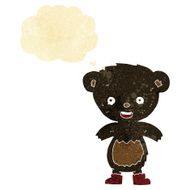cartoon black bear cub with thought bubble N4