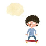 cartoon boy on skateboard with thought bubble N2