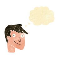cartoon happy man with thought bubble N39