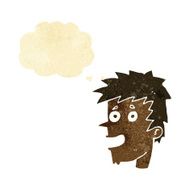 cartoon happy boy face with thought bubble N3