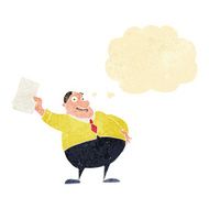 cartoon boss waving papers with thought bubble N2