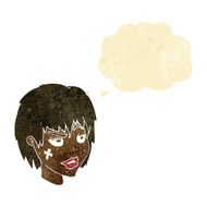 cartoon woman with plaster on face thought bubble