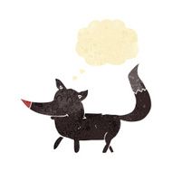 cartoon little wolf with thought bubble