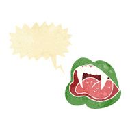cartoon vampire lips with thought bubble