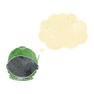 cartoon astronaut face with thought bubble