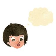 cartoon female face with thought bubble N10
