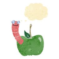 cartoon apple with worm thought bubble N2