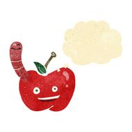 cartoon apple with worm thought bubble N3