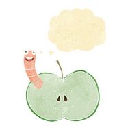 cartoon apple with worm thought bubble N5