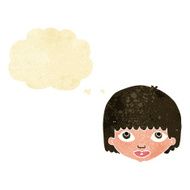 cartoon female face with thought bubble N11