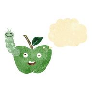 cartoon apple with bug thought bubble