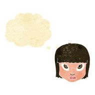 cartoon female face with thought bubble N12