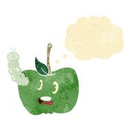 cartoon apple with bug thought bubble N2
