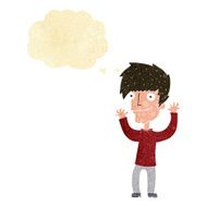 cartoon man waving arms with thought bubble N2