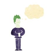 cartoon vampire with thought bubble N21