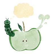 cartoon apple with bug thought bubble N3