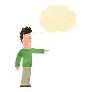 cartoon man pointing with thought bubble N14