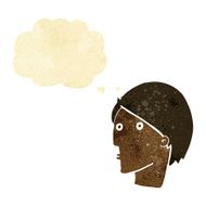 cartoon surprised face with thought bubble