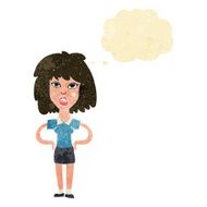 cartoon tough woman with thought bubble N2