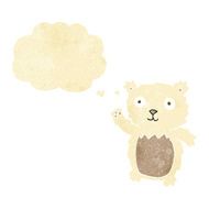 cartoon waving polar bear cub with thought bubble N5