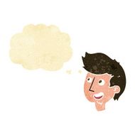 cartoon happy boy face with thought bubble N4