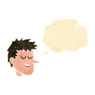 cartoon happy boy face with thought bubble N5