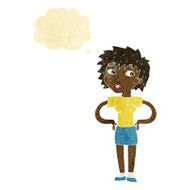 cartoon woman with hands on hips thought bubble N21