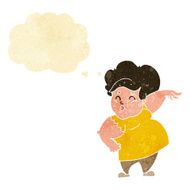 cartoon happy overweight lady with thought bubble N2