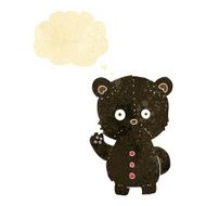 cartoon black bear cub with thought bubble N6