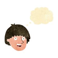 cartoon happy male face with thought bubble N2