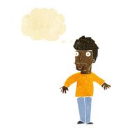 cartoon worried man with thought bubble N2