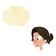 cartoon friendly woman with thought bubble N5