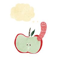 cartoon apple with worm thought bubble N7