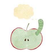 cartoon apple with worm thought bubble N8