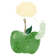 cartoon apple with bug thought bubble N5
