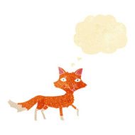 cartoon little fox with thought bubble N3