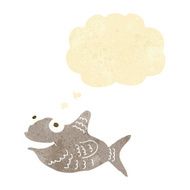 cartoon happy fish with thought bubble N2
