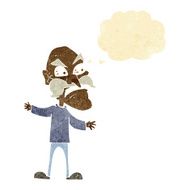cartoon angry old man with thought bubble N12