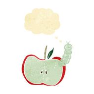 cartoon apple with bug thought bubble N6