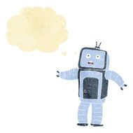 cartoon funny robot with thought bubble N3