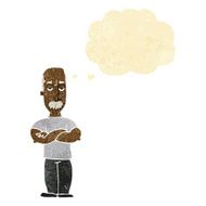 cartoon angry man with mustache thought bubble