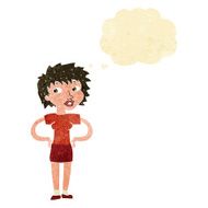 cartoon woman with hands on hips thought bubble N22