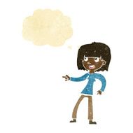 cartoon girl pointing with thought bubble N3