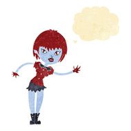 cartoon vampire girl welcoming with thought bubble N2