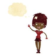 cartoon waving vampire girl with thought bubble N2